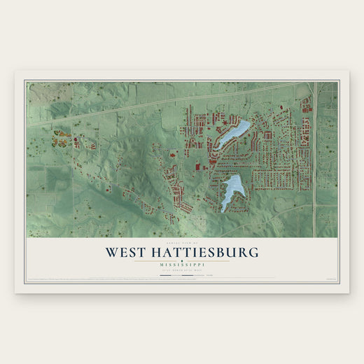 West Hattiesburg, Mississippi map print, the full design