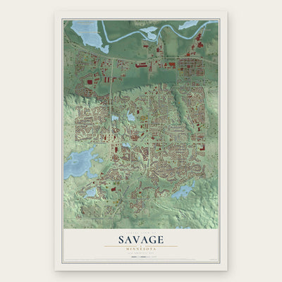 Savage, Minnesota map print, the full design