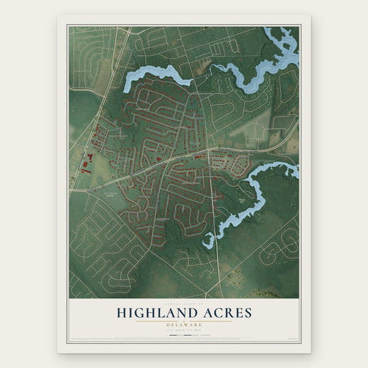 Highland Acres, Delaware map print, the full design