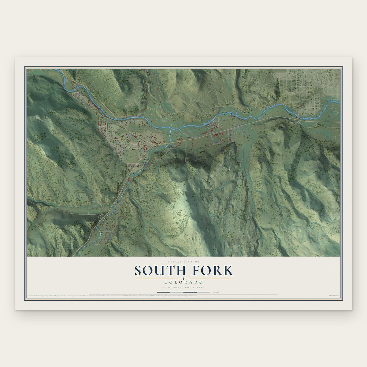 South Fork, Colorado map print, the full design