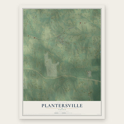 Plantersville, Texas map print, the full design