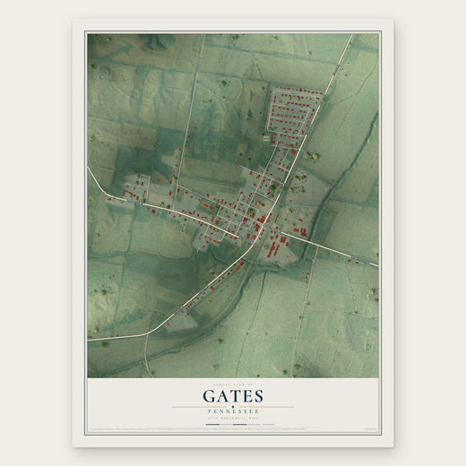 Gates, Tennessee map print, the full design