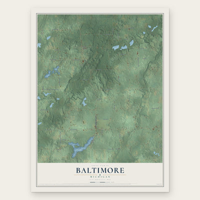 Baltimore, Michigan map print, the full design