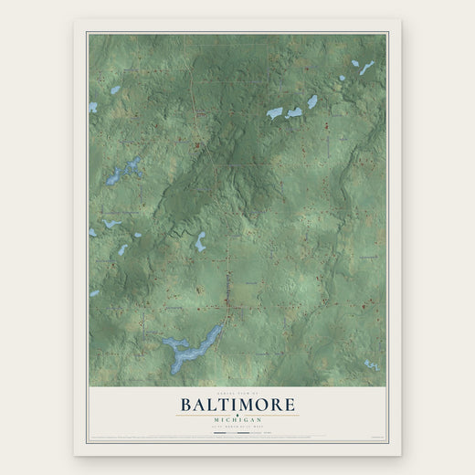 Baltimore, Michigan map print, the full design