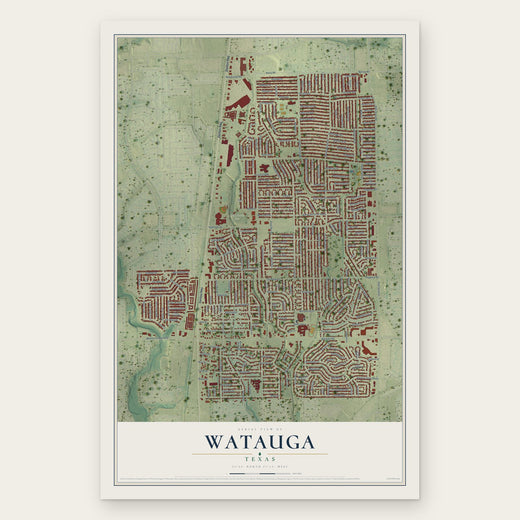 Watauga, Texas map print, the full design
