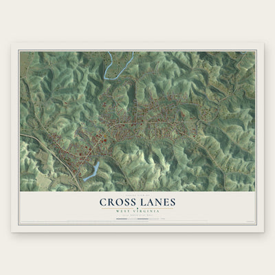 Cross Lanes, West Virginia map print, the full design