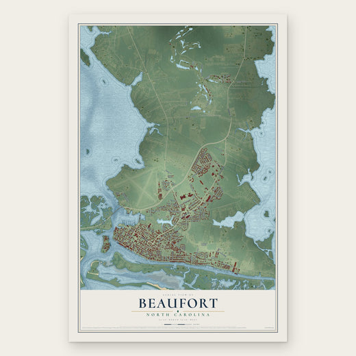 Beaufort, North Carolina map print, the full design