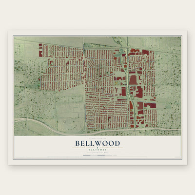 Bellwood, Illinois map print, the full design