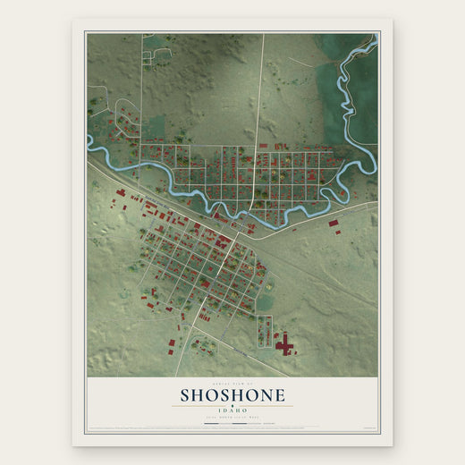 Shoshone, Idaho map print, the full design