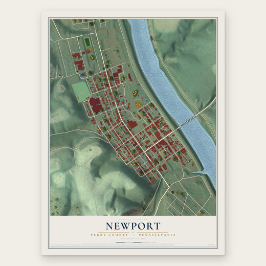 Newport, Perry County, Pennsylvania map print, the full design