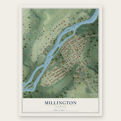 Millington, Illinois map print, the full design