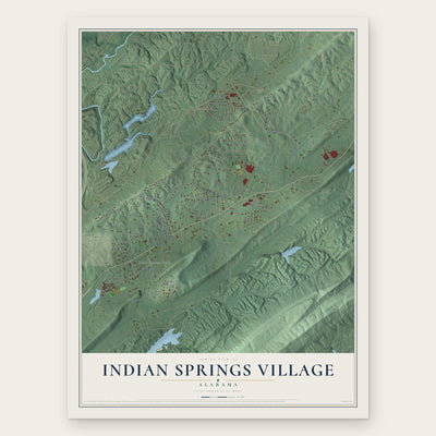 Indian Springs Village, Alabama map print, the full design