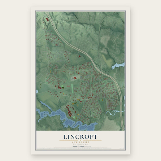 Lincroft, New Jersey map print, the full design