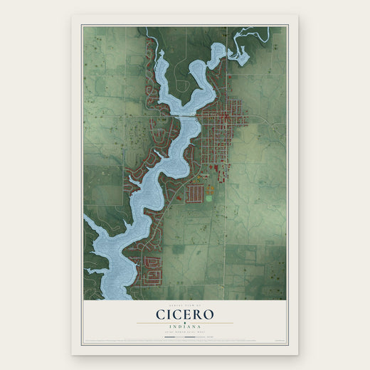 Cicero, Indiana map print, the full design