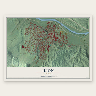 Ilion, New York map print, the full design