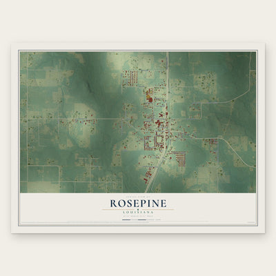 Rosepine, Louisiana map print, the full design