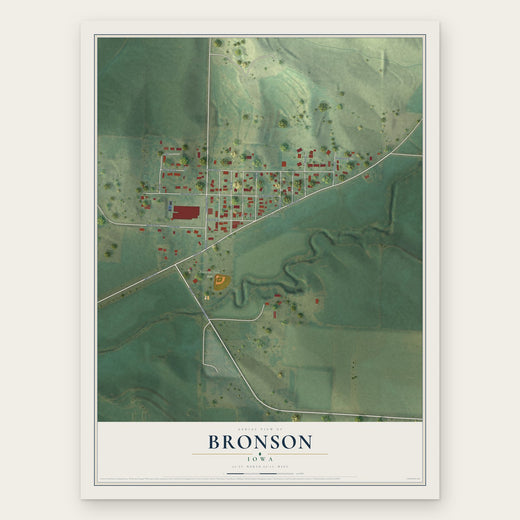 Bronson, Iowa map print, the full design