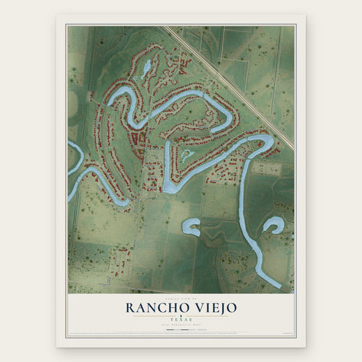 Rancho Viejo, Texas map print, the full design