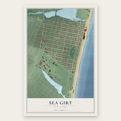 Sea Girt, New Jersey map print, the full design