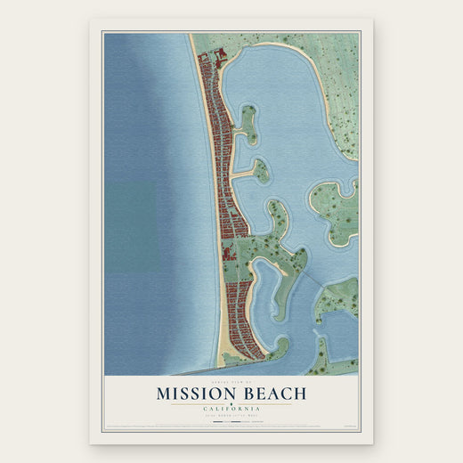 Mission Beach, California map print, the full design
