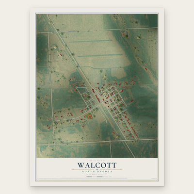 Walcott, North Dakota map print, the full design