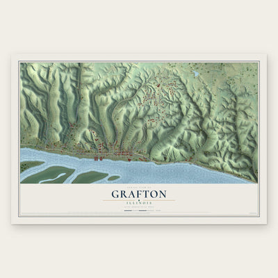 Grafton, Illinois map print, the full design