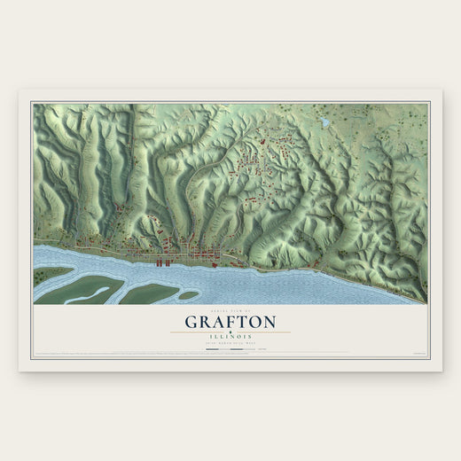 Grafton, Illinois map print, the full design