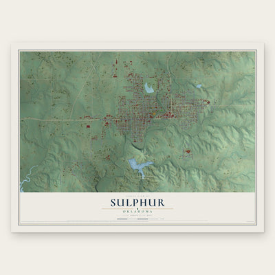 Sulphur, Oklahoma map print, the full design