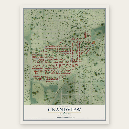 Grandview, Illinois map print, the full design