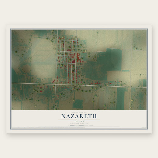 Nazareth, Texas map print, the full design