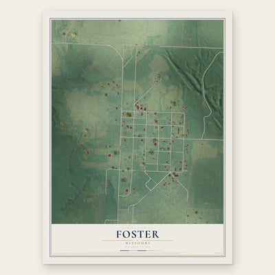 Foster, Missouri map print, the full design