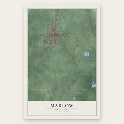 Marlow, Oklahoma map print, the full design