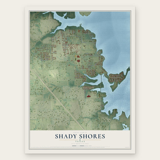 Shady Shores, Texas map print, the full design