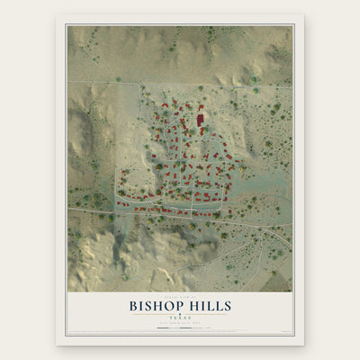 Bishop Hills, Texas map print, the full design