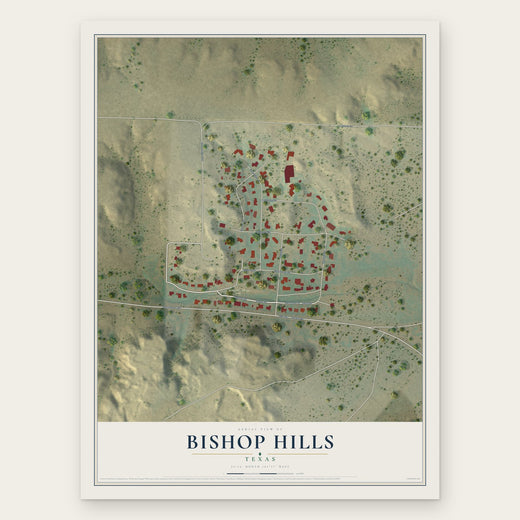 Bishop Hills, Texas map print, the full design