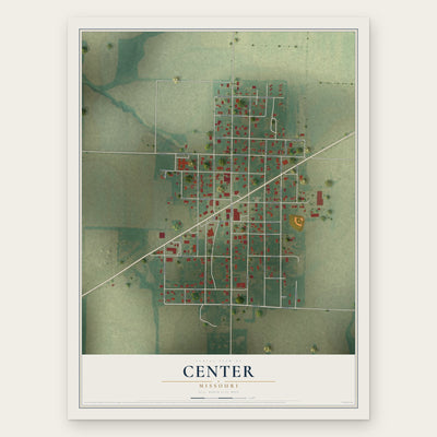 Center, Missouri map print, the full design