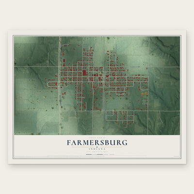 Farmersburg, Indiana map print, the full design