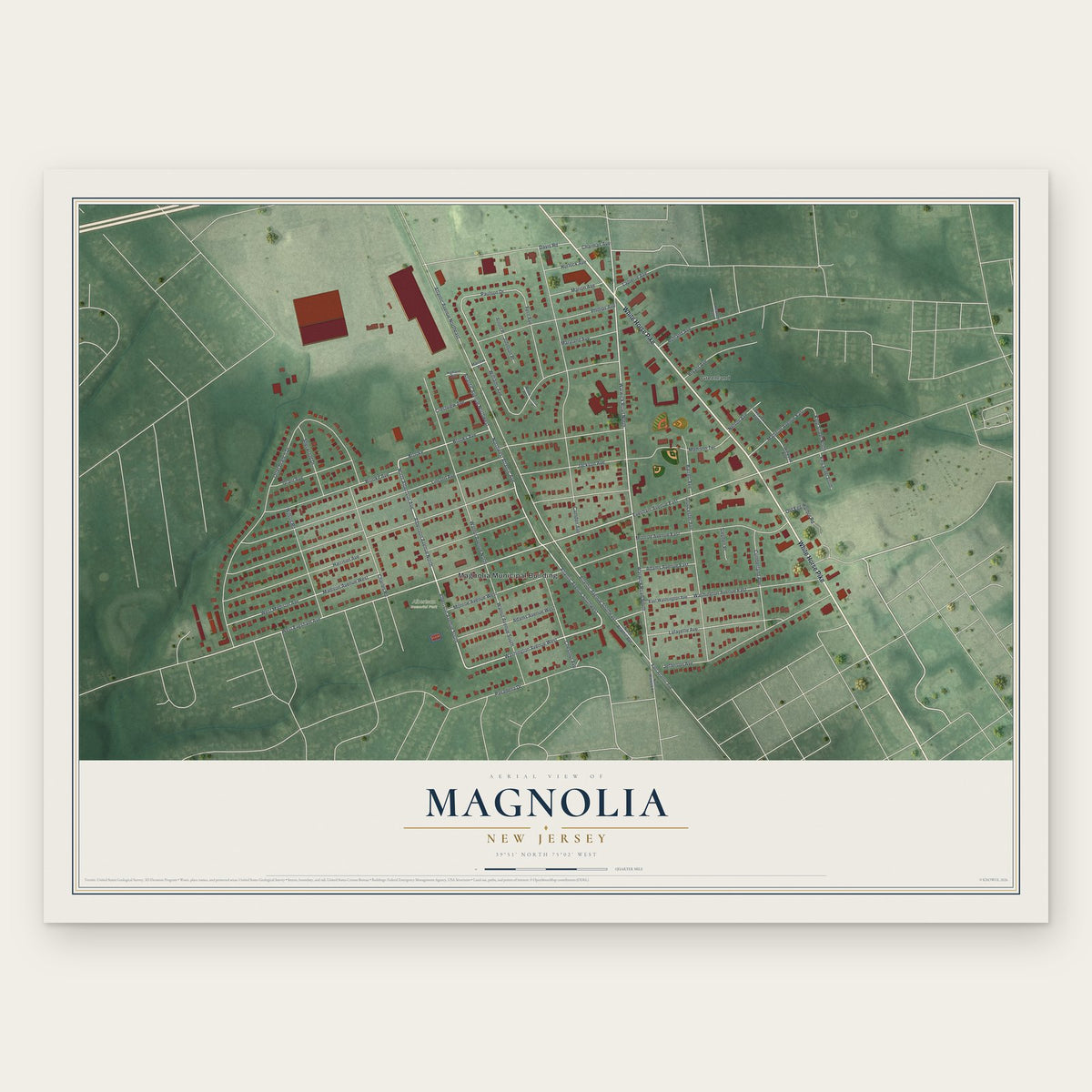 Magnolia, New Jersey map print, the full design