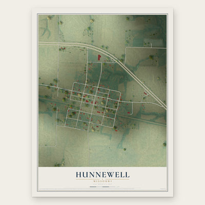 Hunnewell, Missouri map print, the full design