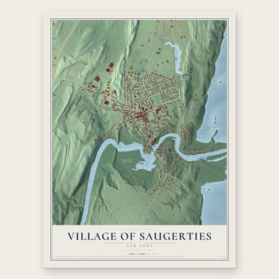 Village of Saugerties, New York map print, the full design