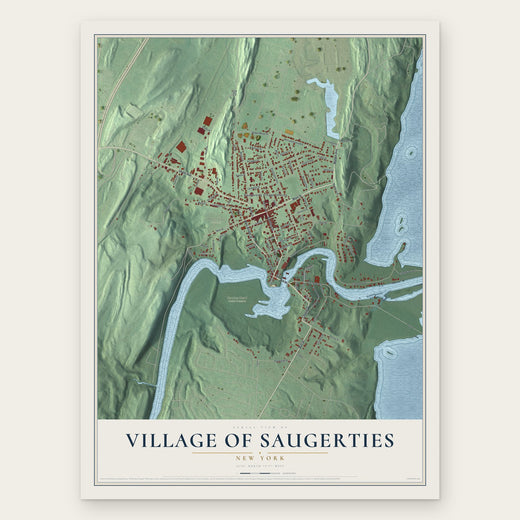 Village of Saugerties, New York map print, the full design