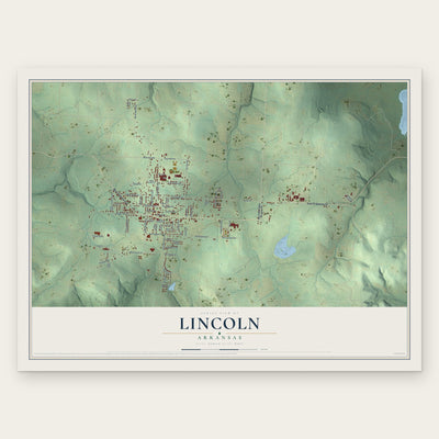 Lincoln, Arkansas map print, the full design