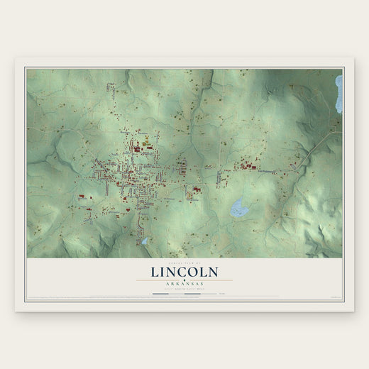 Lincoln, Arkansas map print, the full design