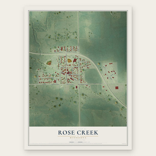 Rose Creek, Minnesota map print, the full design