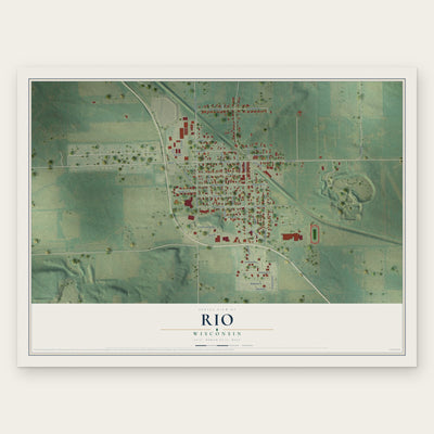 Rio, Wisconsin map print, the full design