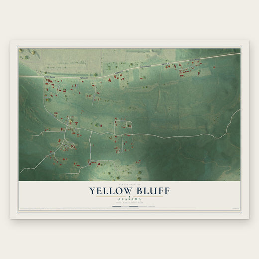 Yellow Bluff, Alabama map print, the full design