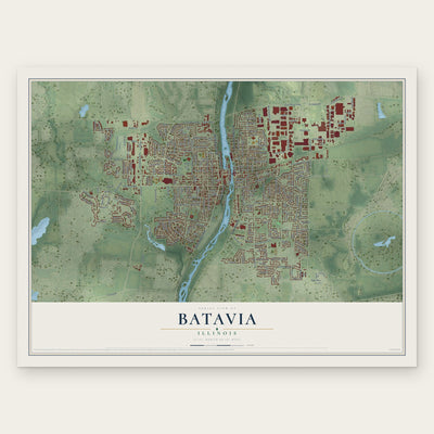 Batavia, Illinois map print, the full design