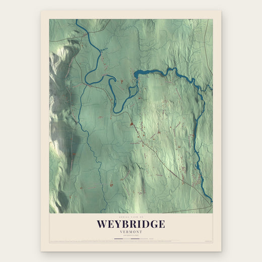 Weybridge, Vermont map print, the full design