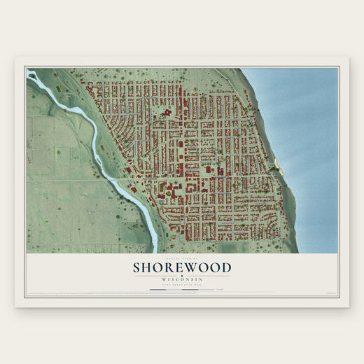 Shorewood, Wisconsin map print, the full design