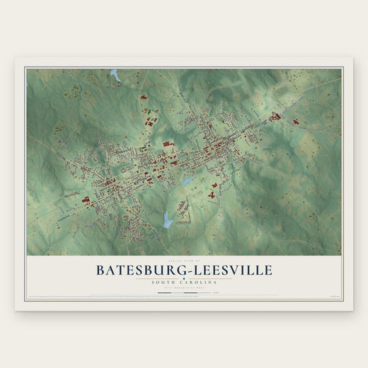 Batesburg-Leesville, South Carolina map print, the full design